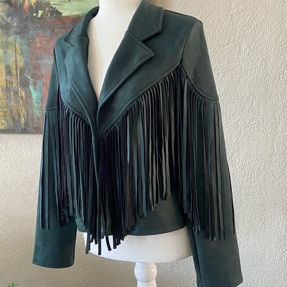 SHEIN Jackets & Blazers - Dark Green Trendy Fringe Jacket, size M. New!
